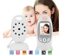 HMILYDYK Moniteur vidéo pour bébé avec écran LCD sans fil 2.0 pouces avec vision nocturne, surveillance de la température et système de communication bidirectionnelle (blanc)