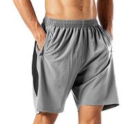 HMIYA Short de Course Homme Séchage Rapide Sport Pantalon Court avec Poche Zippé(Gris Clair S)