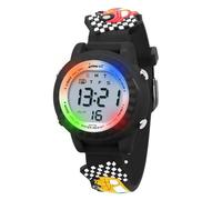 HMJIA Montre Enfant 3-12 Ans, Étanche 3ATM avec Alarme/Date/Chronomètre/LED pour Garçon et Fille (LED Da Corsa Nero)