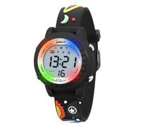 HMJIA Montre Enfant pour 3-12 Ans, Garçon et Fille, Étanche 3ATM avec Alarme/Date/Chronomètre/LED (LED Universo Nero)