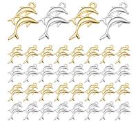 Hmjpng Lot de 100 breloques tibétaines en alliage avec dauphin et animaux marins - Pour fabrication de bijoux - Argent antique, or antique