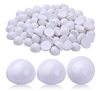 Hmjpng Lot de 100 demi-boules rondes en bois naturel de 15 mm pour loisirs créatifs, peinture, Noël, maison, fête, décoration, fournitures de décoration, blanc