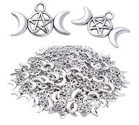 Hmjpng Lot de 100 pendentifs vintage en forme de croissant de lune pour fabrication de bijoux, Zinc Argent, Alliage.