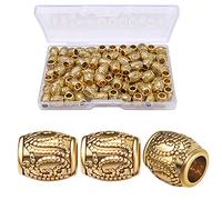 Hmjpng Lot de 100 perles d'espacement en métal, grand trou, rondelle en alliage tibétain avec 1 boîte en plastique pour la fabrication de bijoux, or antique, 8 x 9 mm