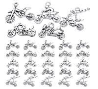 Hmjpng Lot de 50 breloques en alliage tibétain vintage pour moto, scooter, moto, moto, moto, accessoires de fabrication de bijoux pour loisirs créatifs, bracelets, colliers, 5 styles, Argent, Pas de