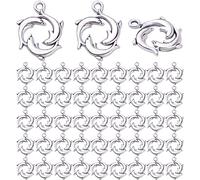 Hmjpng Lot de 50 pendentifs en forme de dauphin en alliage tibétain vintage en forme de poisson de mer Fournitures d'artisanat pour la fabrication de bijoux, colliers, bracelets