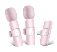 HMKCH Micro Cravate sans Fil pour iPhone/Telephone Android/Ordinateur Portable, Microphone à Revers USB C pour Enregistrement vidéo, Vlog, TikTok, Réduction du Bruit, Clip Plug-Play sur Micro(Rose)