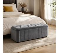 Hmluxury Banc avec espace de rangement, banc rembourré en velours avec coins arrondis, commode pour salon, chambre à coucher, couloir