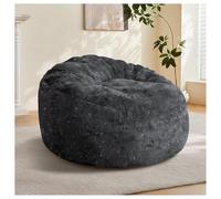Hmluxury Pouf chaise : pouf à dossier haut avec contour du corps pour salon, lecture et détente, gris