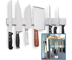 HMmagnets Porte-couteaux magnetique de qualite superieure pour refrigerateur qui ne glisse pas 43 cm Barre couteaux professionnelle double face en acier inoxydable de haute qualite
