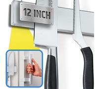 HMmagnets Porte-couteaux magnétique en acier inoxydable double face professionnel de 30,5 cm - Barre à couteaux magnétique avec mise à niveau antidérapante pour réfrigérateur ou mur - Silver