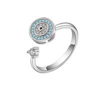 HMOOY Bague Mauvais Oeil, Bague de Fidget pour femmes S925 Argent Sterling Anneaux Ouverts Ajustables Anneau de Spinner Bijoux (Style 1 Argent)