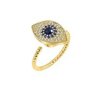 HMOOY Bague Mauvais Oeil, Bague de Fidget pour femmes S925 Argent Sterling Anneaux Ouverts Ajustables Anneau de Spinner Bijoux (Style 2 Or)