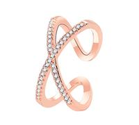 HMOOY Bague X, Bague Criss Cross Cubic Zirconia Pour Femme Bague Empilable Ouvert Réglable Bague X Cross pour Fiançailles Mariage Bijoux Minimalistes (or rose)