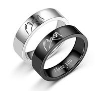 HMOOY Bagues Assorties pour Couples, Bagues De Promesse Je T'aime Bague Promesse Pinky Main Dans Main Couple Anneaux Bandes Fiançailles Mariage Acier Inoxydable (Bague Promesse Pinky Taille 6)