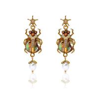 HMOOY Boucles d'oreilles scarabée vintage pour femmes, boucles d'oreilles scarabée fantaisie boucles d'oreilles clous bijoux fantaisie pour femmes cadeaux de fête (Boucles d'oreilles colorées)