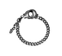 HMOOY Bracelet Menottes,Bracelet à Maillons de Menottes en Acier Inoxydable Bracelet de Cheville Ajustable Bracelet de Déclaration de Menottes Noires de Partners in Crime pour Homme, 7 pouces, Métal,