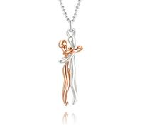 HMOOY Collier Câlin, Collier Pendentif Câlin Affectueux Collier Couple Personnalité pour Elle et Lui Collier Saint Valentin Mode Réglable pour Femmes Hommes (Argent-Or rose)