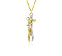 HMOOY Collier Câlin, Collier Pendentif Câlin Affectueux Collier Couple Personnalité pour Elle et Lui Collier Saint Valentin Mode Réglable pour Femmes Hommes (Argent-Or)