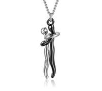 HMOOY Collier Câlin, Collier Pendentif Câlin Affectueux Collier Couple Personnalité pour Elle et Lui Collier Saint Valentin Mode Réglable pour Femmes Hommes (Noir-Argent)