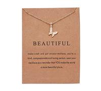 HMOOY Collier Clavicule Chaîne Mode Soleil Pendentif Avec Message Carte Amitié Délicat Tour De Cou Bijoux Pour Femmes Dames (Butterfly)