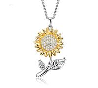 HMOOY Collier De Tournesol, Colliers De Marguerite De Tournesol Plaqué Or Vous Êtes Mon Collier De Soleil Belle Fleur Pendentif Collier Tournesol Bijoux Pour Femmes Dames s (argent)