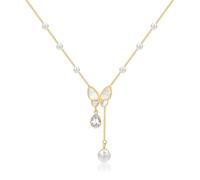 HMOOY Collier Papillon Femme Trèfle Pendentif Papillon avec Cristaux, Bijoux Papillon Cadeau Anniversaire Femme Dames s, Papillons