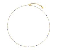 HMOOY Collier ras du cou en perles colorées pour femmes, collier ras du cou en perles rondes plaqué or 14K, bijoux de mariage de plage et de bal de promo (Or, Bleu/Blanc)
