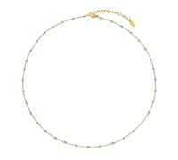 HMOOY Collier ras du cou en perles colorées pour femmes, collier ras du cou en perles rondes plaqué or 14K, bijoux de mariage de plage et de bal de promo (Or, Bleu clair)