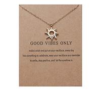 HMOOY Or Soleil Collier Clavicule Chaîne Mode Lumière Du Soleil Soleil Pendentif Collier Avec Message Carte Amitié Délicat Tour De Cou Bijoux Pour Femmes Fille (Sun)
