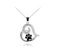 HMOOY Paw Print Collier, Chiot Paw Toujours Dans Mon Coeur Pendentif Collier Mignon Chien Chat Pet Patte Imprimer Amour Coeur Collier Animal Lover Cadeaux Pour Femmes Adolescentes (Style 2)