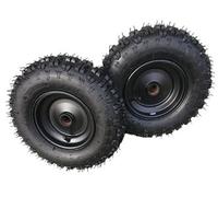 HMParts Lot de 2 roues complètes avec jantes 6 pouces avant noires avec pneus 4.10-6 ATV Quad pour enfant