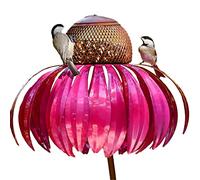 Hmpet Mangeoire pour Colibris,Mangoire pour Oiseaux Extérieur,Mangeoire Oiseaux sur Pied,Sensation Coneflower Bird Feeder Easy to Use,Rouge,1 PCS
