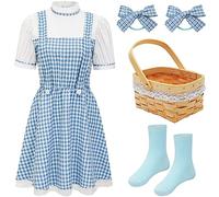 HMPRT Costume de Dorothy pour femme, costume d'Halloween du magicien d'Oz pour adultes, robe de panier, chaussettes, nœuds pour cheveux, livre d'histoire, personnage sexy, S