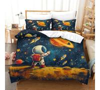 HMRKOEPGX Astronaute 3D Sets Housse De Couette en Microfibre Aventure Spatiale 3 Pcs Housse De Couette Enfant Garçon Chambre Décor Double（200x200cm）