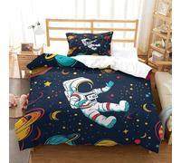 HMRKOEPGX Astronaute 3D Sets Housse De Couette Microfibre Aventure Spatiale 2 Pcs Housse De Couette Enfant Garçon Famille Collection Single(135x200cm)