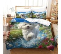 HMRKOEPGX Chien 3D Sets Housse De Couette Microfibre Chien Mignon 3 Pcs Imprimé Literie pour Enfants Chambre Décor King(220x240cm)