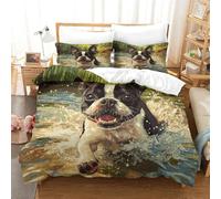 HMRKOEPGX Chien 3D Sets Housse De Couette Microfibre Chien Mignon 3 Pcs Literie Adolescent Famille Collection King(220x240cm)