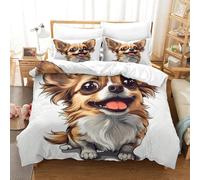 HMRKOEPGX Chihuahua Chien 3D Sets Housse De Couette Microfibre Chien Mignon 3 Pcs Literie pour Enfants Chambre Décor Double(200x200cm)