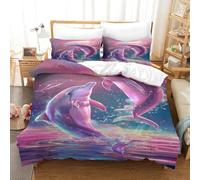 HMRKOEPGX Dauphin 3D Sets Housse De Couette en Microfibre Animal 3 Pcs Literie pour Adultes Enfants Filles Famille Collection King(220x240cm)