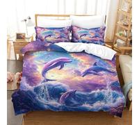 HMRKOEPGX Dauphin 3D Sets Housse De Couette Microfibre Animal 3 Pcs Housse De Couette Adolescent Famille Collection Single(140x200cm)