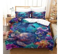 HMRKOEPGX Dauphin 3D Sets Housse De Couette Microfibre Animal 3 Pcs Literie pour Enfants Famille Collection Double(200x200cm)