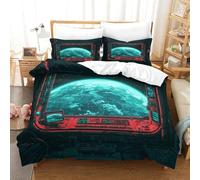 HMRKOEPGX Espace 3D Sets Housse De Couette en Microfibre Cosmique 3 Pcs Housse De Couette pour Enfants Famille Collection Double(200x200cm)