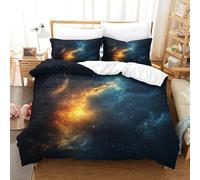 HMRKOEPGX Espace 3D Sets Housse De Couette en Microfibre Cosmique 3 Pcs Housse De Couette pour Enfants Famille Collection Single(140x200cm)