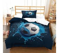 HMRKOEPGX Football 3D Sets Housse De Couette en Microfibre Football 2 Pcs Housse De Couette Adulte Famille Collection Single(135x200cm)