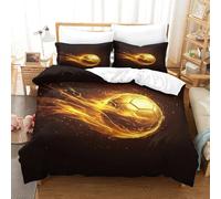 HMRKOEPGX Football 3D Sets Housse De Couette en Microfibre Football 3 Pcs Literie pour Enfants Chambre Décor King(220x240cm)
