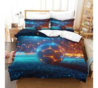 HMRKOEPGX Football 3D Sets Housse De Couette Microfibre Football 3 Pcs Housse De Couette pour Adultes Enfants Filles Famille Collection Double(200x200cm)