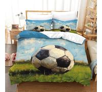 HMRKOEPGX Football 3D Sets Housse De Couette Microfibre Football 3 Pcs Housse De Couette pour Enfants Famille Collection Single(140x200cm)