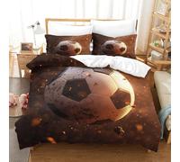 HMRKOEPGX Football 3D Sets Housse De Couette Microfibre Football 3 Pcs Imprimé Literie pour Adultes Enfants Filles Chambre Décor Single(140x200cm)