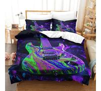 HMRKOEPGX Guitare 3D Sets Housse De Couette Microfibre Musique Player 3 Pcs Imprimé Literie pour Adultes Enfants Filles Famille Collection King(220x240cm)